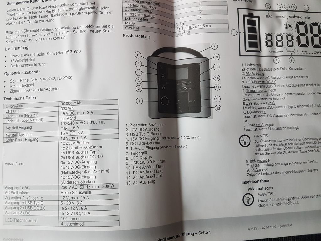 26 Camping Tipps 3 Datenblatt HSG-650